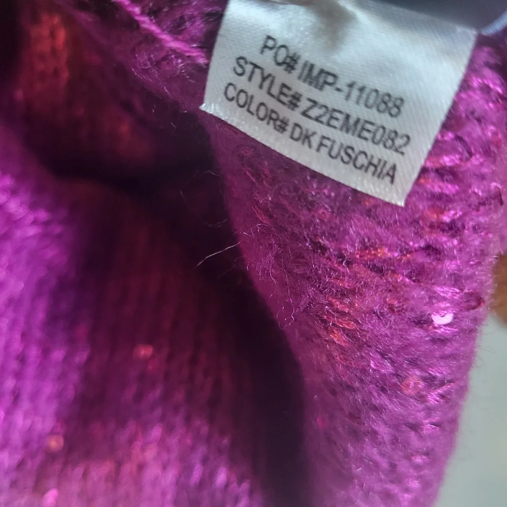 Westbound Metallic Fuchia Sweater With Scarf, Womens‎ Size S NWTS